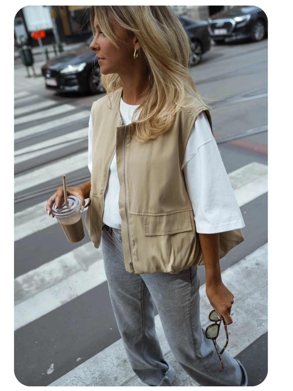 Sleeveless Utility Vest in Tan New With Tags